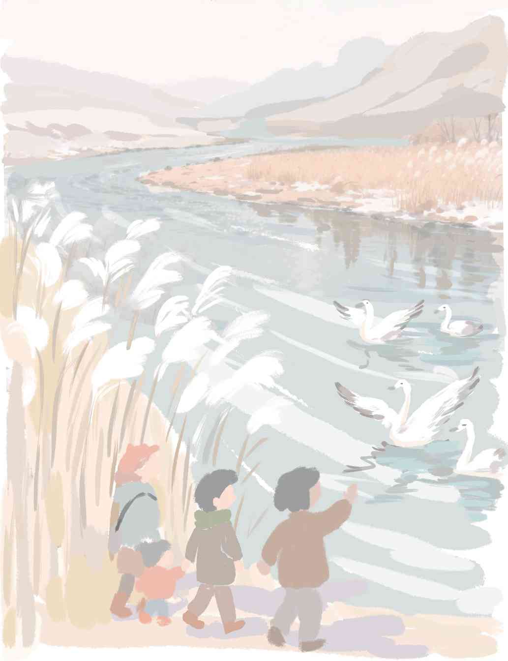 达川三河口天鹅滩冬日美景，静谧河畔观鸟胜地-峰峦文旅景区有限公司