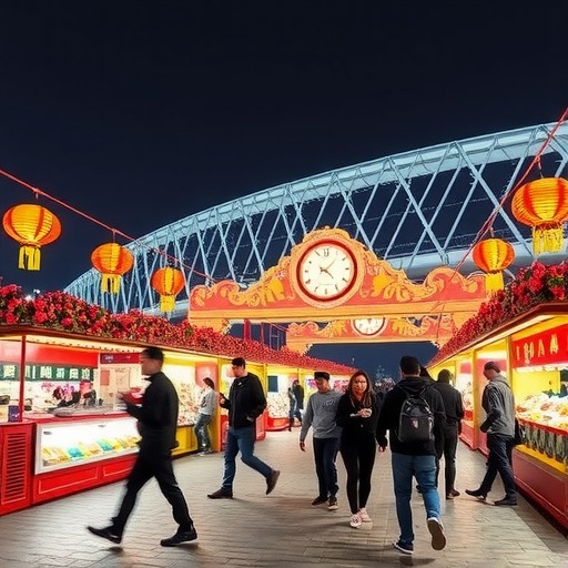 杭州奥体中心桥上新年大集 开启城市生命力地标新纪元