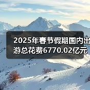 2025年春节假期国内出游总花费6770.02亿元，同比增长7.0%（图2）