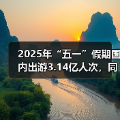 2025年“五一”假期国内出游3.14亿人次，同比增长6.4%（图4）