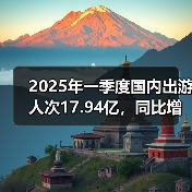 2025年一季度国内出游人次17.94亿，同比增长26.4%（图2）