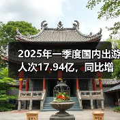2025年一季度国内出游人次17.94亿，同比增长26.4%（图4）