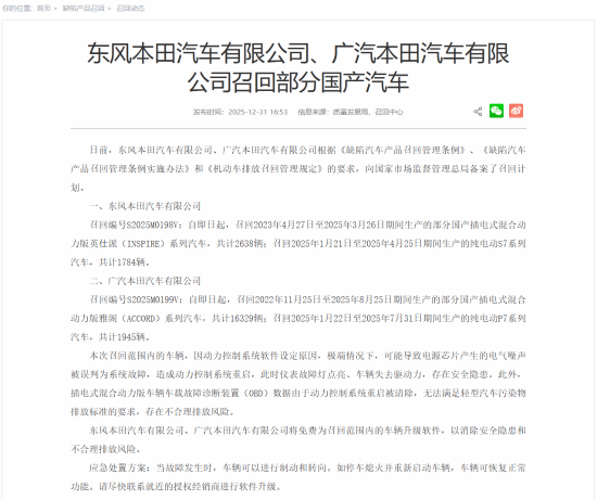 本田超2万辆新能源车紧急召回，动力突然消失的真相竟是它